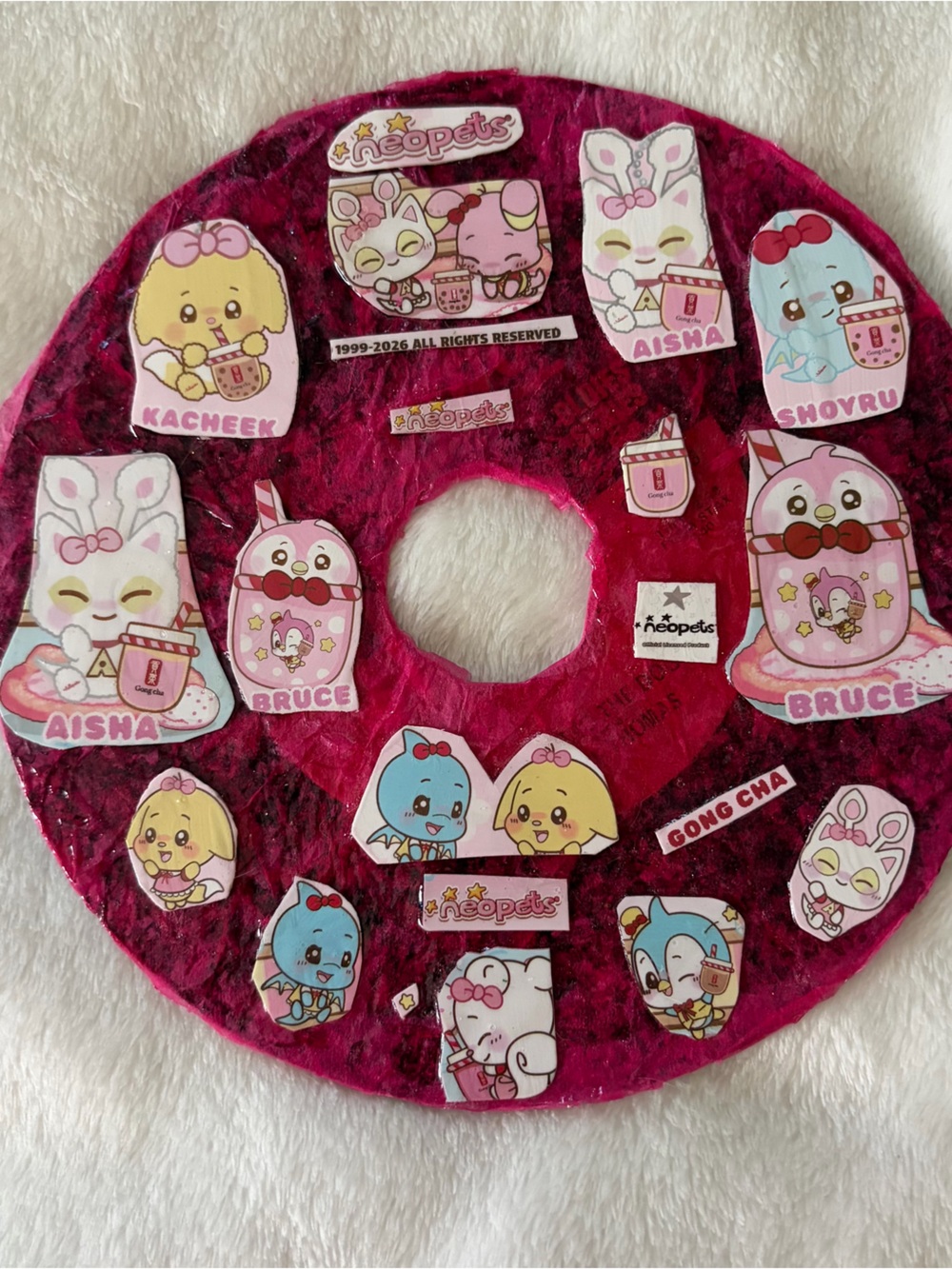 Neopets Pink Gong Cha Vinyl Art
